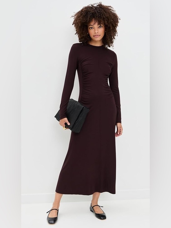 Vince Dresses & Skirts - Vince Long Sleeve Ruched Burgandy Midi Dress